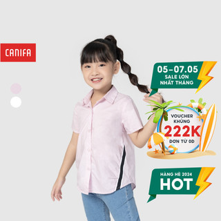 Áo sơ mi bé gái canifa phối dây dệt thường thời trang - 1th21s001