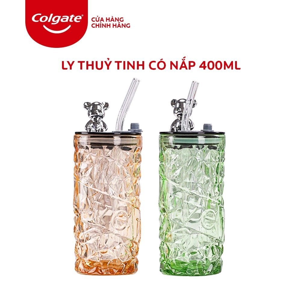 [HB Gift] Ly thủy tinh Colgate có nắp gấu