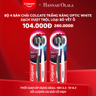 Bộ 4 bàn chải Colgate trắng răng Optic White sạch vượt trội, loại bỏ vết ố