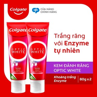 Bộ 2 Kem Đánh Răng Colgate Enzyme Plus Mineral từ enzyme làm trắng răng an toàn 80g