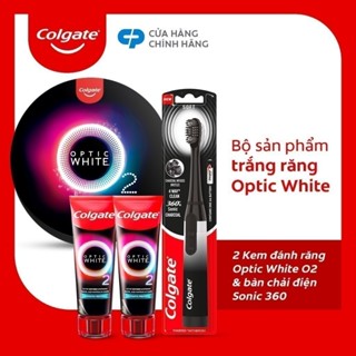 Bàn chải điện Colgate Sonic dùng pin và 2 kem đánh răng Colgate Optic White O2 85g trắng răng 3 ngày