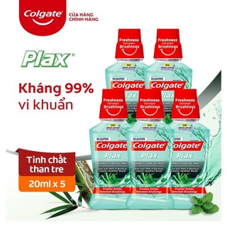 Bộ 5 Nước súc miệng Colgate diệt 99% vi khuẩn Plax Than tre 20ml