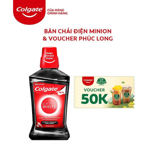 Combo Nước súc miệng Colgate trắng răng Optic White 500ml/chai và voucher Phúc Long