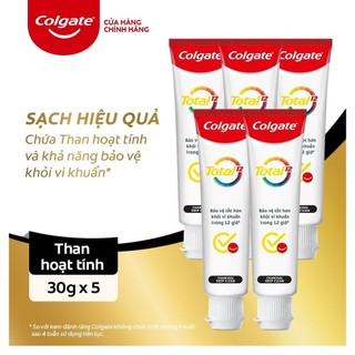 Bộ 5 Kem đánh răng Colgate Total than hoạt tính bảo vệ toàn diện 30g/tuýp