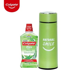 Nước súc miệng Plax 500ml/chai + Bình nước thủy tinh 320ml nhiều màu sắc NAT