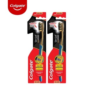 [HB Gift] Bộ 2 Bàn chải đánh răng Colgate SlimSoft Gold Charcoal mềm mảnh than vàng