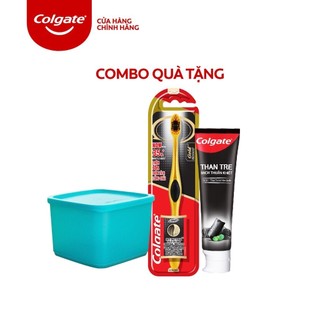 Hộp nhựa Dẻo Tupperware + Bàn chải Colgate Slimsoft Charcoal Gold + 2.KDR thiên nhiên từ than tre HQ 40g