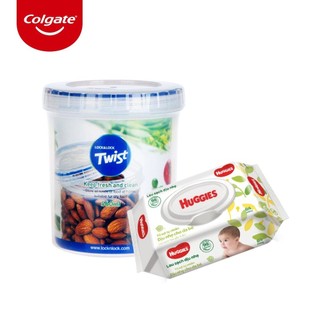 Hộp nhựa đựng thực phẩm lock&lock twist lls111 560ml + 1 khăn ướt huggies