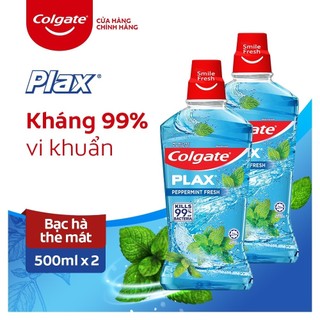 [HB gift] Bộ 2 chai nước súc miệng Colgate kháng 99% vi khuẩn Plax 500ml/chai