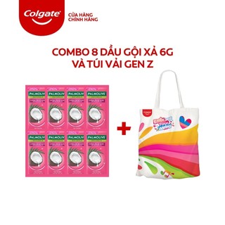 [HB Gift] Combo 8 Gói Dầu gội có dầu xả Palmolive Dưỡng Ẩm bổ sung từ sữa dừa 6g/gói và túi tote GenZ