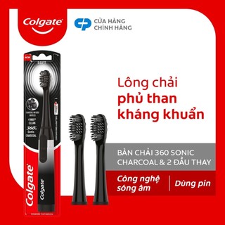 Bàn chải điện Colgate Sonic 360 Charcoal công nghệ sóng âm rung 20,000 nhịp/phút kèm 2 đầu thay