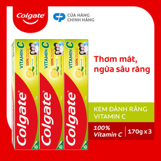 Bộ 3 Kem đánh răng Colgate Vitamin C thơm mát 170g/ tuýp