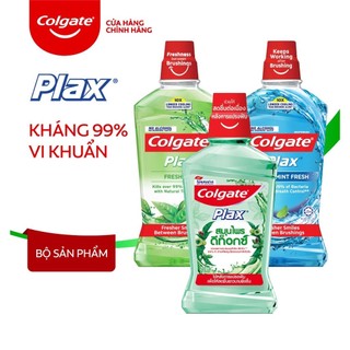 Bộ 3 nước súc miệng Colgate Plax 500ml/chai gồm Trà Xanh, Bạc Hà và Thảo Dược detox