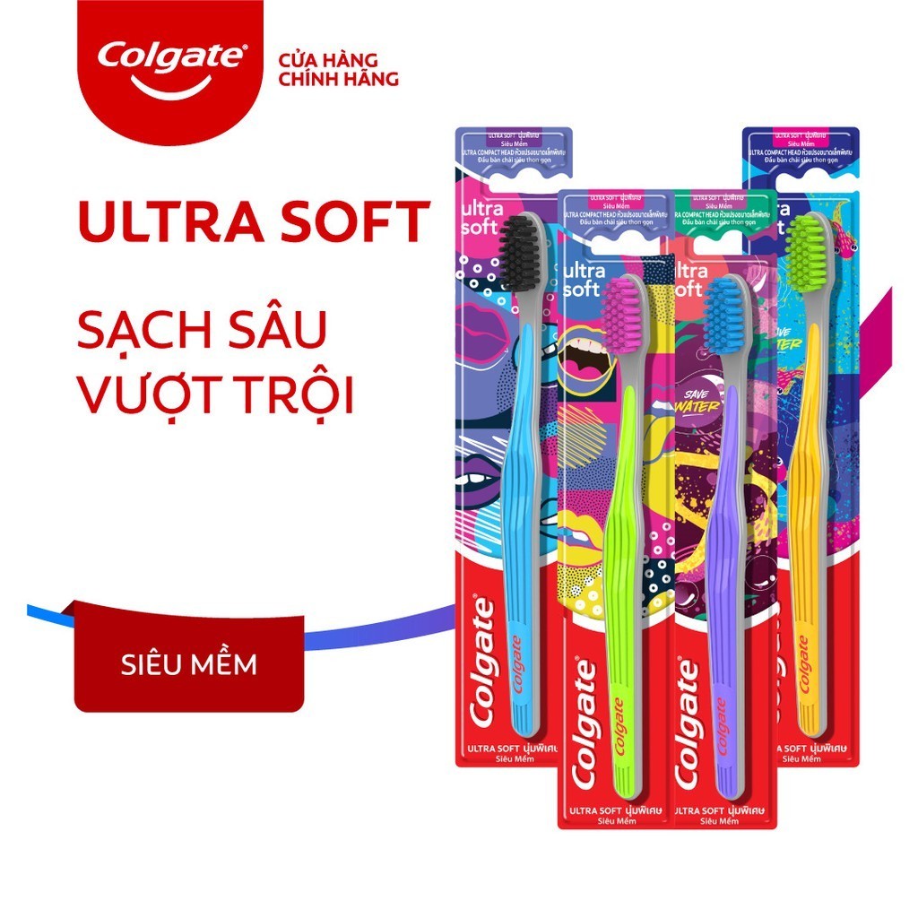 Combo 4 Bàn chải đánh răng Colgate Ultra Soft siêu mềm (Màu ngẫu nhiên)