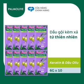 [HB gift] Bộ 10 gói dầu gội kèm dầu xả Palmolive Suôn Mượt Óng Ả từ Keratin và dầu Oliu 6g x 10