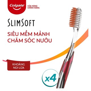 Bộ 4 bàn chải đánh răng Colgate SlimSoft Advanced khoáng núi lửa siêu mềm mảnh chăm sóc nướu