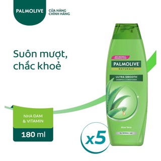 Bộ 5 Dầu gội có dầu xả Palmolive Suôn Mượt Chắc khỏe từ Nha đam & vitamin 180ml/chai