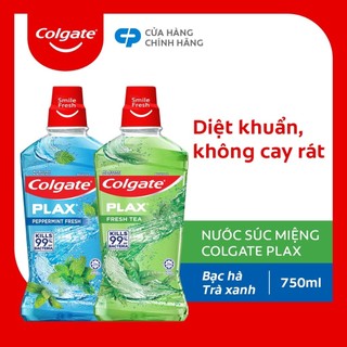 Nước súc miệng Colgate diệt 99% vi khuẩn 750ML/ chai không cồn, không cay rát - Hương bạc hà và trà xanh
