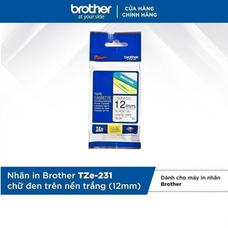 Nhãn in Brother TZe-231 chữ đen trên nền trắng (12mm)