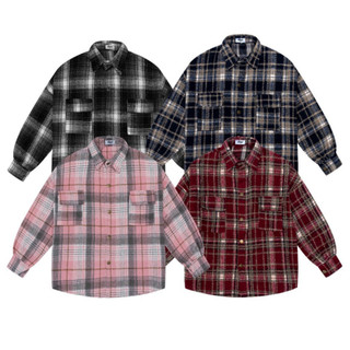 Gonzstudio - áo sơ mi nam nữ flannel sọc caro phong cách classic chất liệu dạ - sơ mi flannel