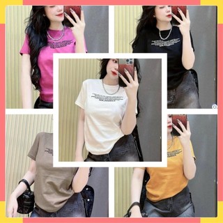 Áo thun nữ cotton boprip thái tay ngắn cổ tròn form vừa in chữ S176