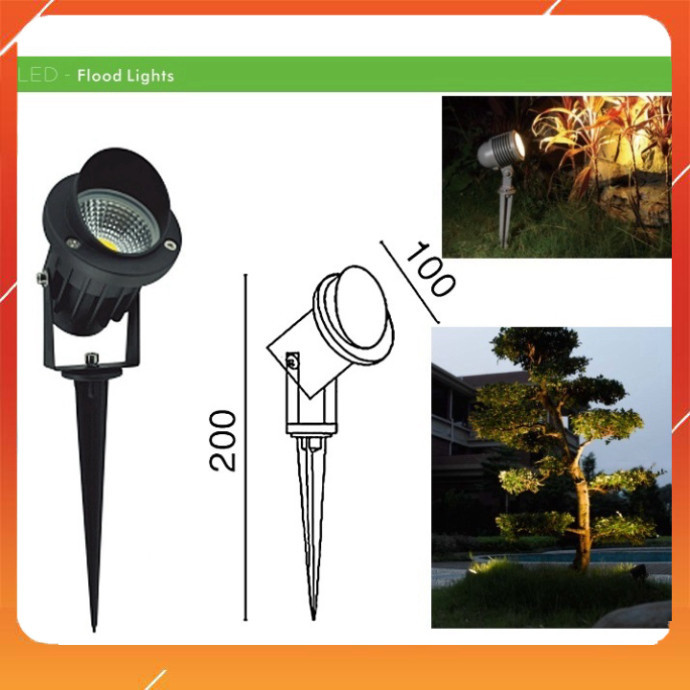 Đèn rọi sân vườn COB nhôm đúc nguyên khối 7w , 12w . Rọi cây , tiểu cảnh trong nhà và ngoài trời