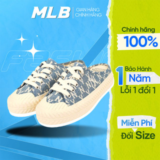 Giày MLB Playball Mule Mono xanh nhạt chính hãng, giày sục thể thao nữ MLB chữ NY thêu