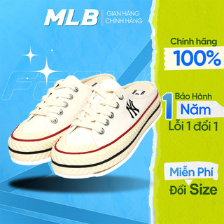 Giày MLB Playball Origin Mule màu trắng chính hãng, sục MLB logo NY viền đỏ nổi bật