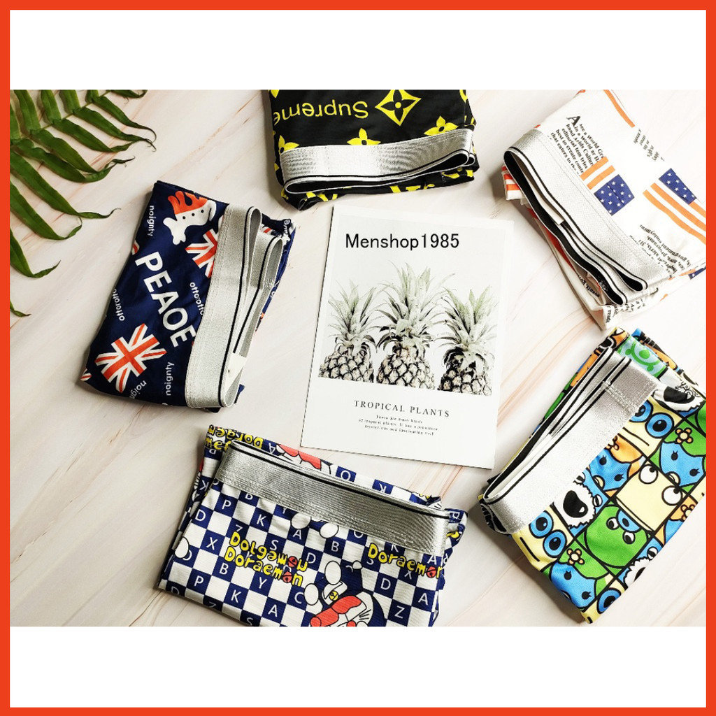 Combo 6, 8 quần boxer đùi nam, quần sịp hình nhân vật hoạt hình chất liệu thun lạnh