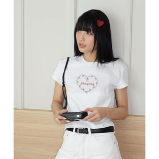 Áo Thun Form Fit mẫu nơ trái tim trend 2024 Baby Tee Chất Cotton 2 chiều Co Giãn