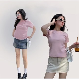 Áo Thun Form Fit trơn basic Baby Tee Chất Cotton 2 chiều Co Giãn