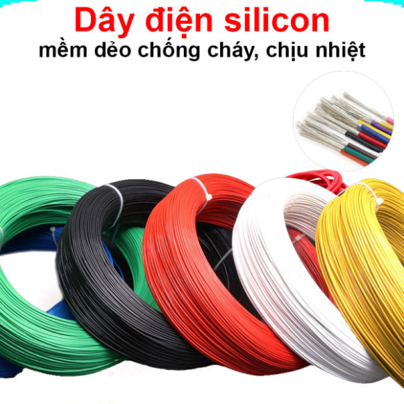 Dây điện silicon mềm chống cháy 14AWG - 30AWG