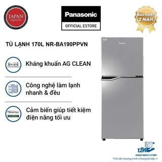 [TRẢ GÓP 0%] Tủ lạnh Panasonic Inverter 170 lít NR-BA190PPVN - Tinh thể bạc Ag