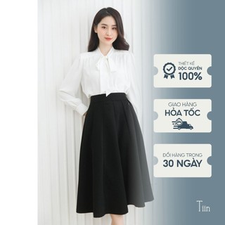 Chân váy dáng dài , cạp chun sau dáng xoè ly chất liệu tuyết mưa, hàng thiết kế by TIIN STORE CHD041