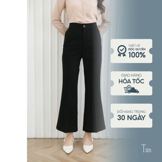 Quần nữ ống loe cạp cao hách dáng quần tuyết mưa túi chéo tôn dáng đứng form TIIN STORE Q0D082