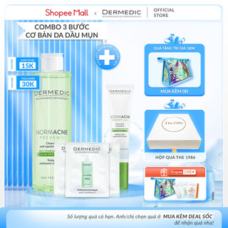 Bộ sản phẩm Làm sạch, cân bằng độ ẩm và Gel chấm mụn chăm da dầu mụn Dermedic Normacne