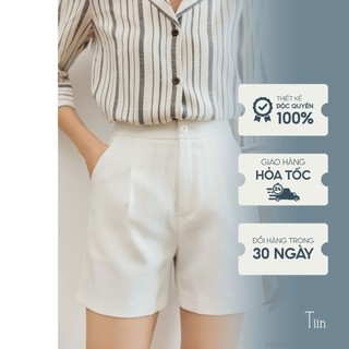 Quần sooc vải ly cạp liền túi chéo TIIN STORE Q0N020
