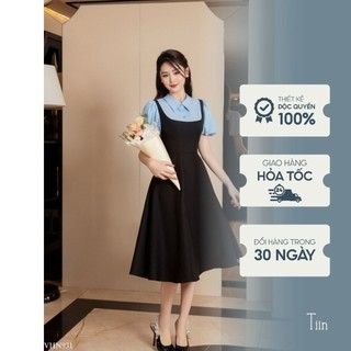 Váy yếm phối cổ đức tay bồng tiinstore vhn931