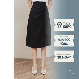 Chân váy tà rủ thân trước xếp ly tiinstore chd065
