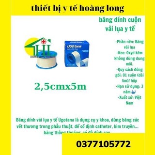 Hộp băng dính cuộn vải lụa y tế ugotana kích thước 2,5cm x 5m