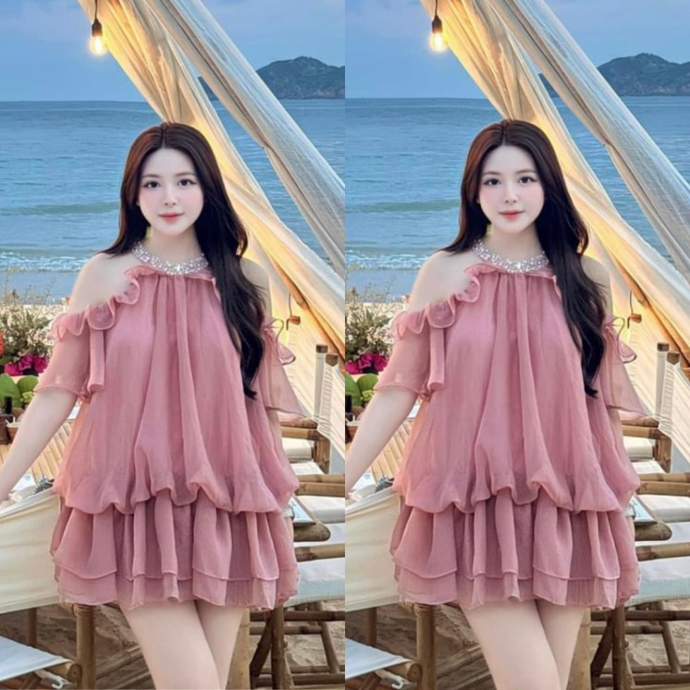 Đầm Tơ Bèo Cổ Đá Tiểu Thư Moon's Store, Váy Bánh Bèo Tiểu Thư Sang Chảnh Phù Hợp Đi Chơi, Đi Tiệc t2