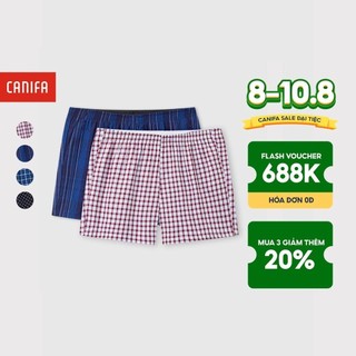 Combo 2 quần đùi nam canifa quần mặc nhà cạp chun nhiều họa tiết 8la24a004