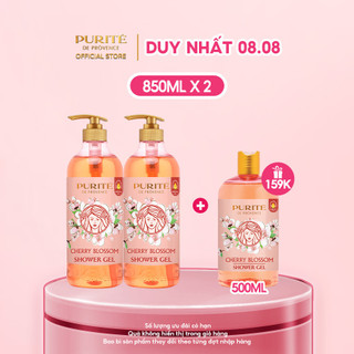 Combo sữa tắm purite anh đào 850mlx2 + tặng sữa tắm purite anh đào 500ml