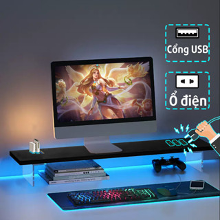 Kệ màn hình PC chân Mica TOPV sạc không dây USB LED kệ để máy tính bàn decor giá đỡ màn hình kê PC