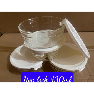 Thố thủy tinh lock locknắp ấn trắng 430ml