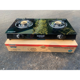 BẾP GAS ĐÔI SUNHOUSE SHB 2106 SG FULL BOX KIẾNG CƯỜNG LỰC - KT MẶT KÍNH 36.5 X 69 CM