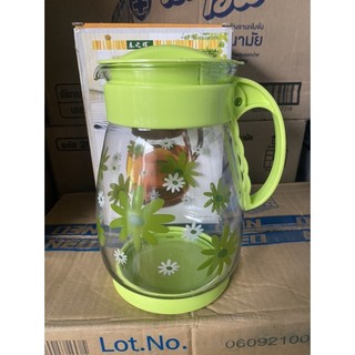 Bình đựng nước thủy tinh in hoa nắp nhựa 1.5 lít có tay cầm tiện lợi