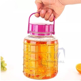 Bình ngâm thủy tinh quai xách nắp tím 2 lít