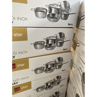 bộ nồi fivestar 5 món nắp kính ( hộp đỏ ) inox 430