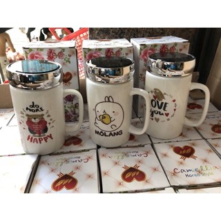 Cốc Sứ Có Nắp Giữ Nhiệt | Ly Sứ Nắp Gương Cap Cấp
